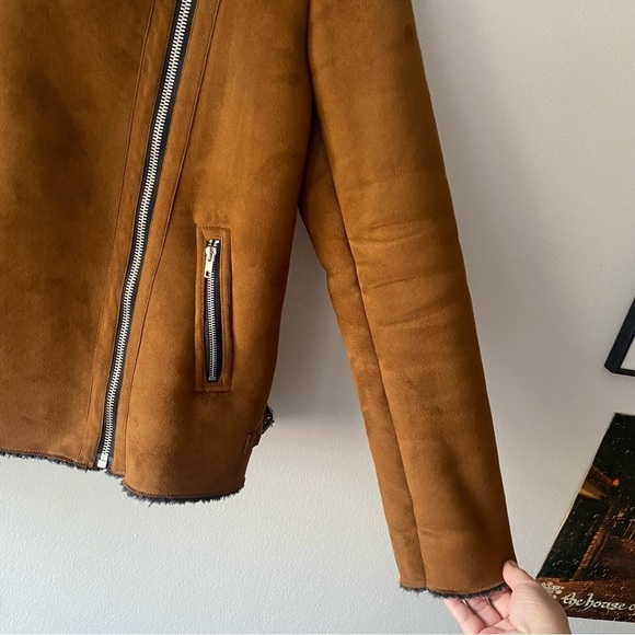 RD style Sherpa lined suede moto jacket medium - Picture 13 of 13